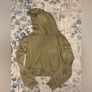 forever 21 army green cropped hoodie